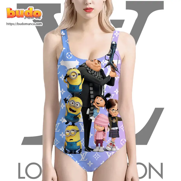 Lv feat despicable me minion team v1 swimsuit louis vuitton gift uninque for women